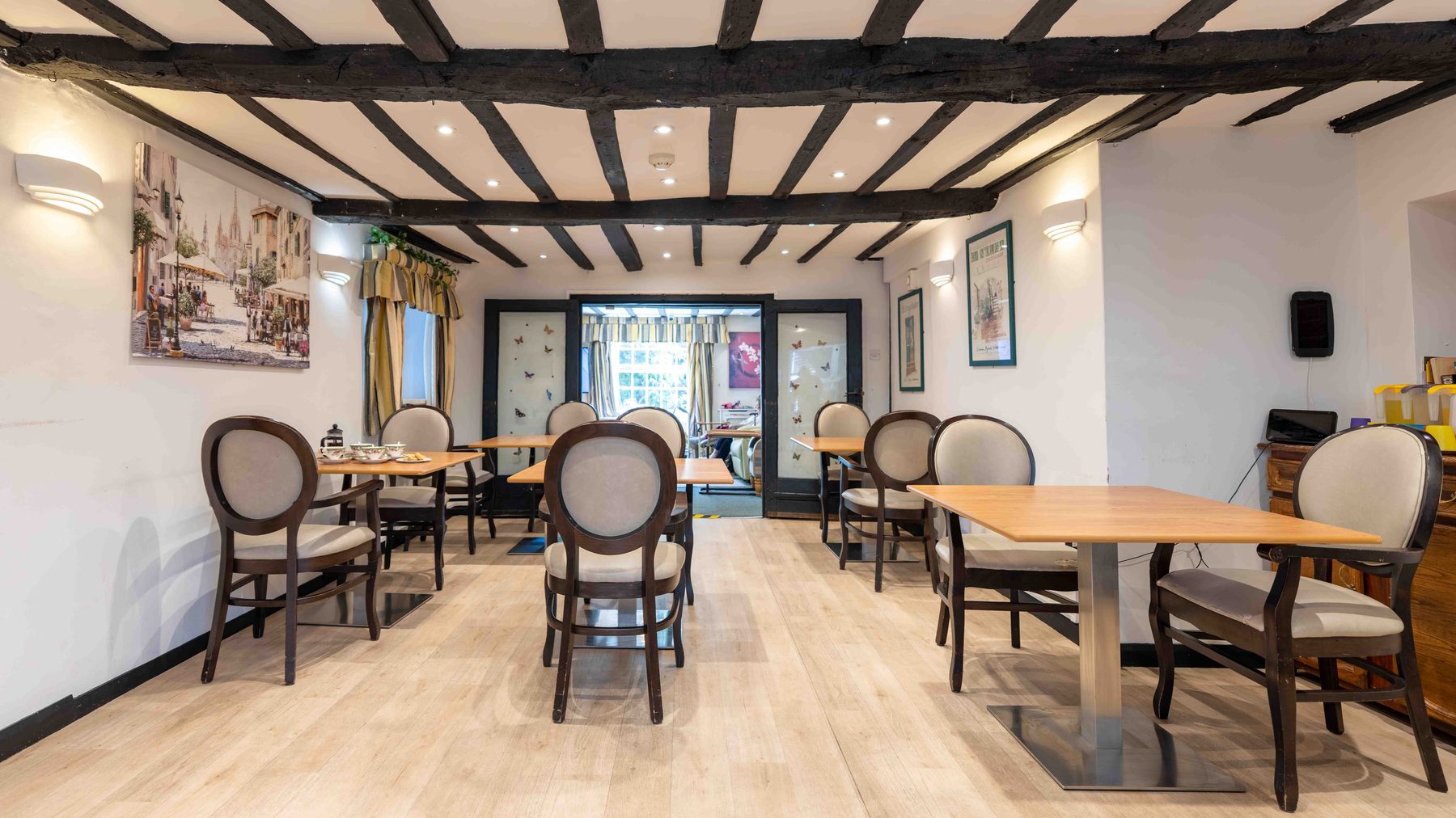 A warm communal space at Little Brook House